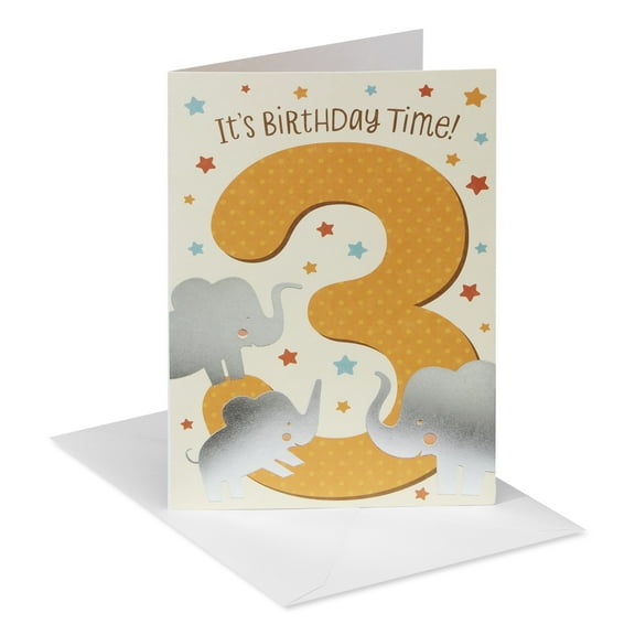 American Greetings 3rd Birthday Card for Toddler (Three Elephants)