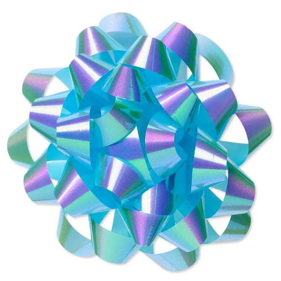 American Greetings 4.25 in. Iridescent Aqua Confetti Poly Gift Bow (1-Count)