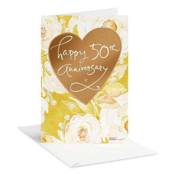 American Greetings 50th Anniversary Card (Gold Heart and Roses)