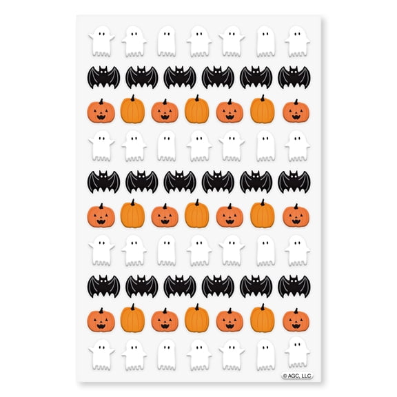 American Greetings 67 Stickers, 1 Sheet, Halloween Dimensional Mini Icon Stickers, Ghosts, Bats & Pumpkins