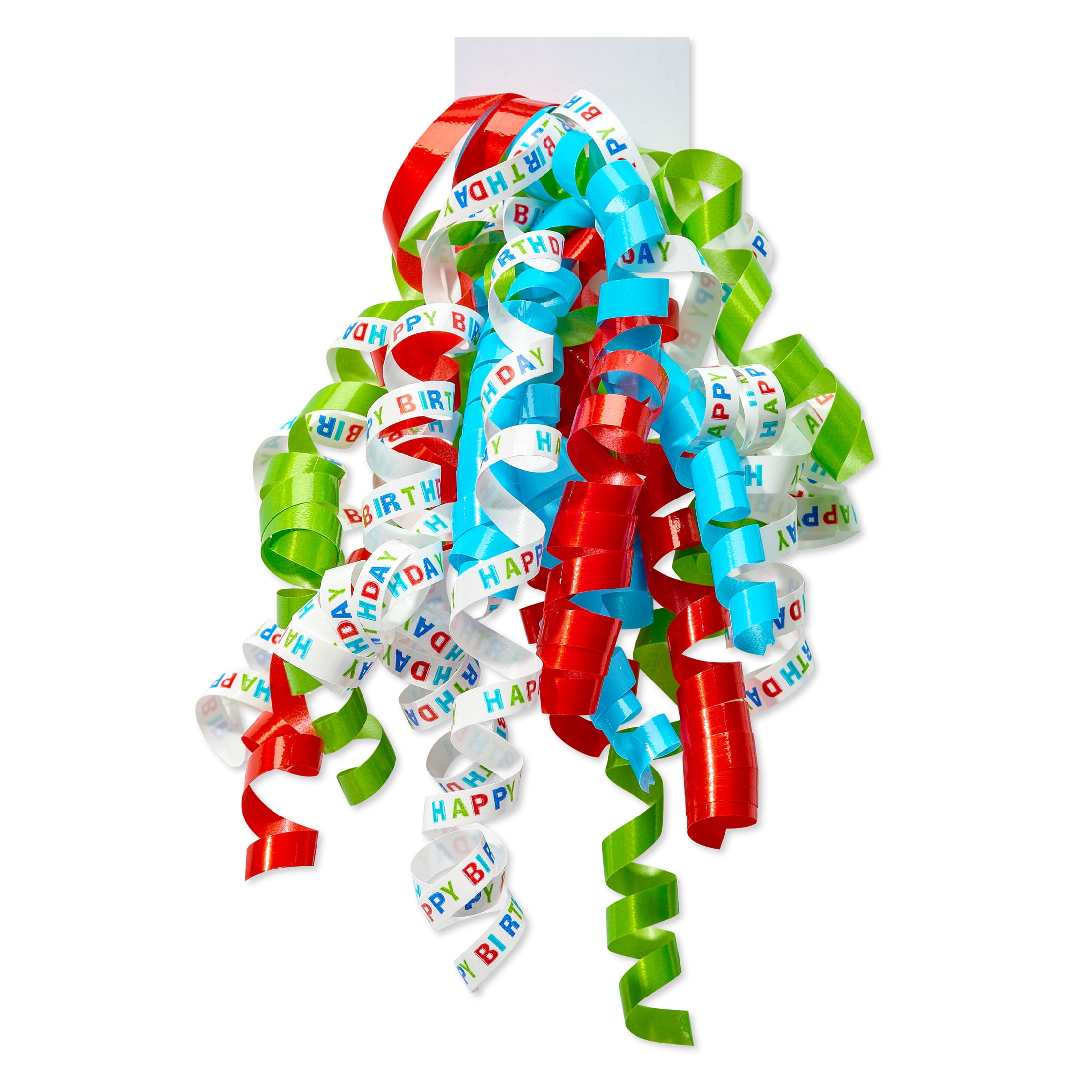 American Greetings 9 in. Curly Birthday Poly Gift Bow, Aqua, Red, Lime Green (1-Count)