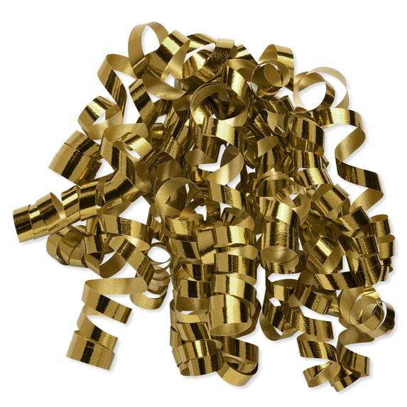 American Greetings 9 in. Gold Curling Poly Ribbon Poly Gift Bow for Christmas, Birthdays, All Occasions (1-Count)