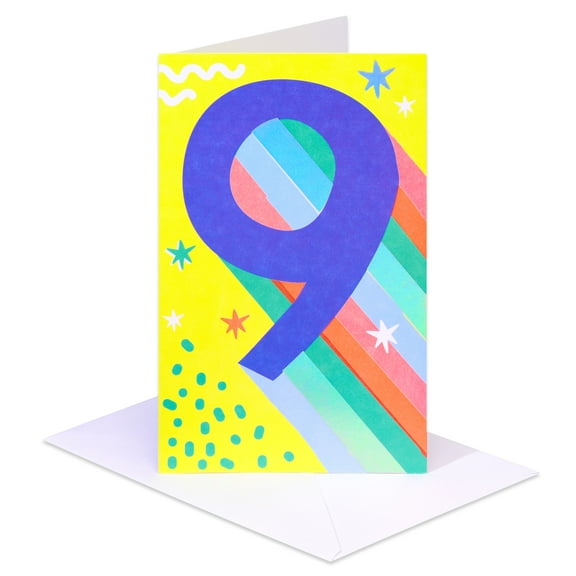 American Greetings 9th Birthday Card for Kids (Bright Stripes and Stars)