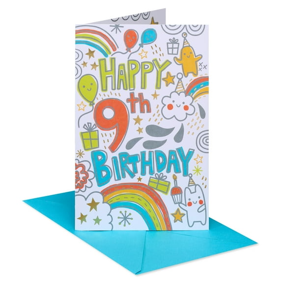 American Greetings 9th Birthday Card for Kids (Colorful Celebration)