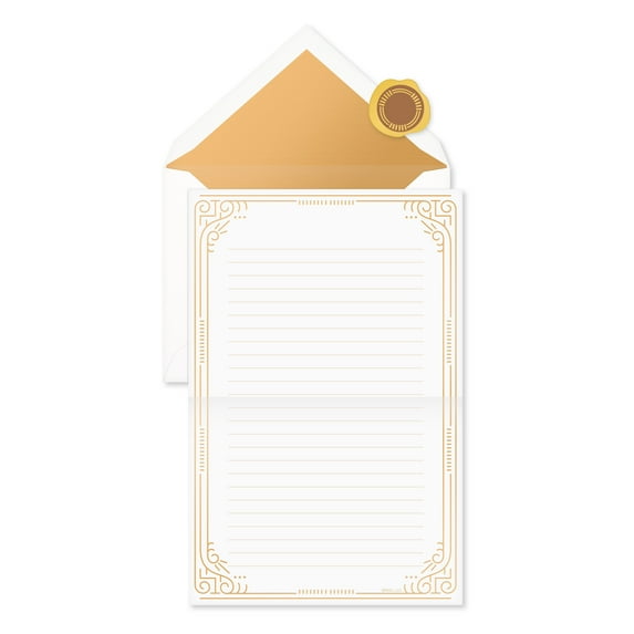 American Greetings All Occasion Formal Stationery Sets with Envelopes and Seals, White and Gold (12-Count)