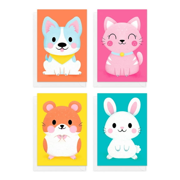 American Greetings Stationery Greeting Card Multi-pack, Animals (4-Designs, 12-Count)
