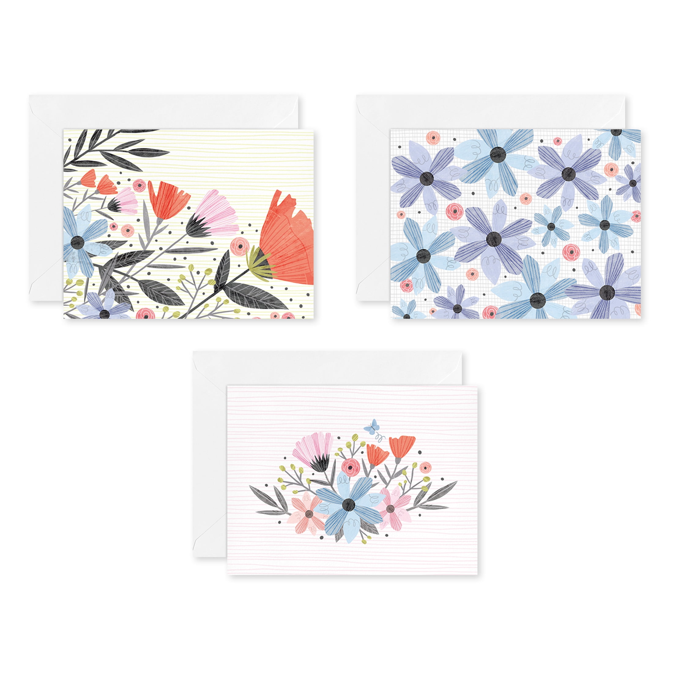 American Greetings All Occasion Stationery Note Multi-pack, Floral (3-Designs, 30-Count)