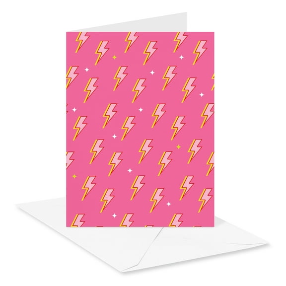 American Greetings All Occasion Blank Cards, Lightening Bolts on Pink (10-Count)