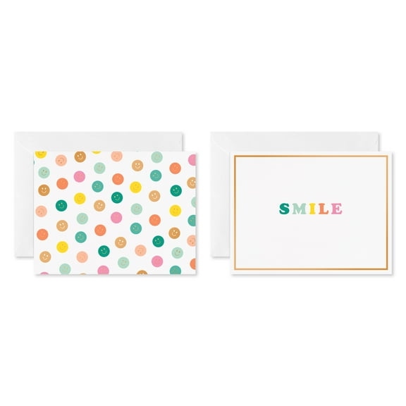 American Greetings All Occasion Stationery Note Multi-pack, Smile, Dots (2-Designs, 50-Count)
