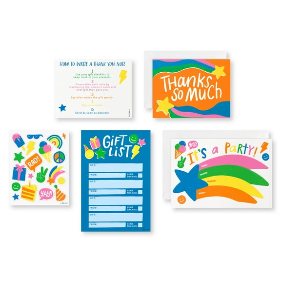 American Greetings Birthday Party Planner Kit for Kids, Invite, Checklist, Gift List, Thank Yous (12-Count)