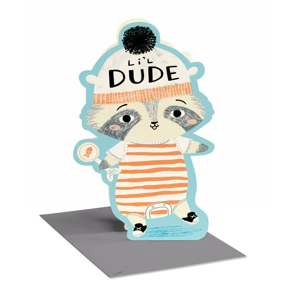 American Greetings Baby Boy Congratulations Card (Hipster Raccoon)