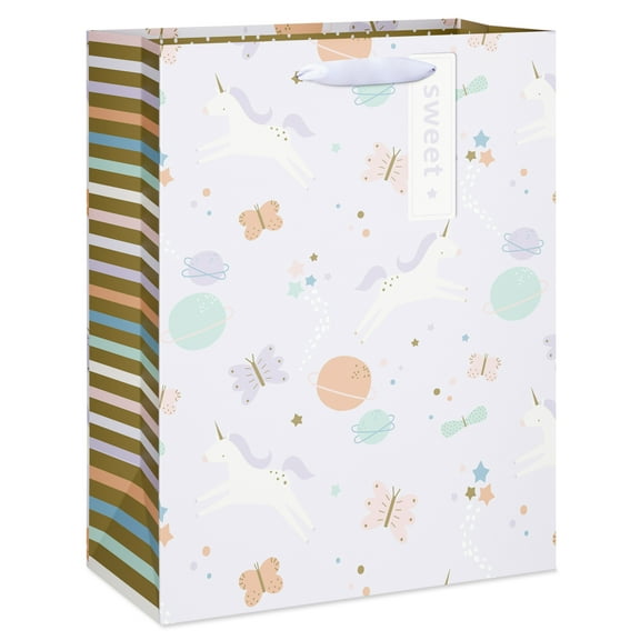 American Greetings Baby Large Gift Bag Baby Girl, Unicorns Sweet (10" x 12.75" x 5") 1-Count