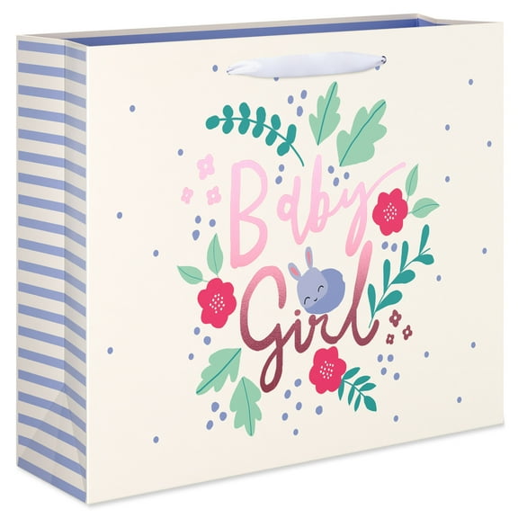 American Greetings Baby Large Horizontal Gift Bag Baby Girl, Bunny (12.75" x 10" x 5") 1-Count