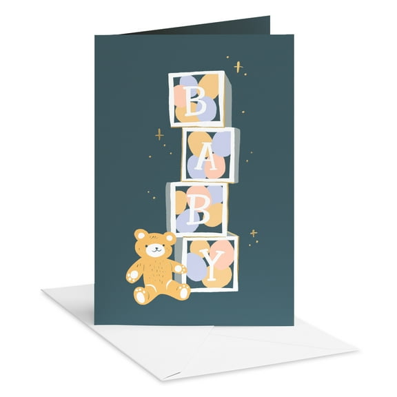American Greetings Baby Shower Card (Sweet Bear and Blocks)