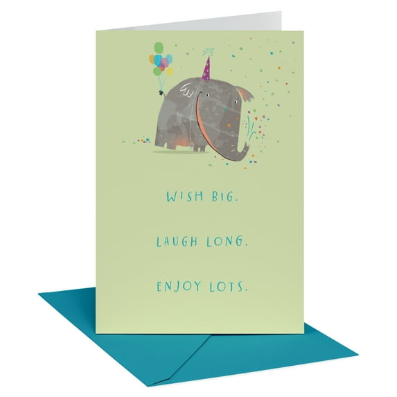 American Greetings Birthday Card for Anyone (Elephant Holding Balloons)