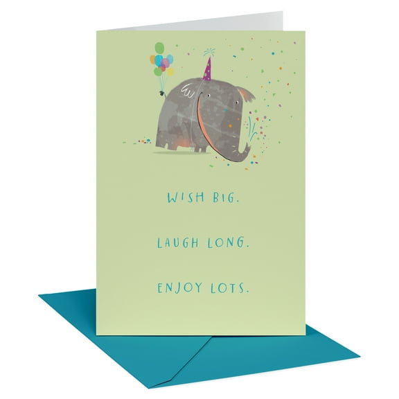 American Greetings Birthday Card for Anyone (Elephant Holding Balloons)