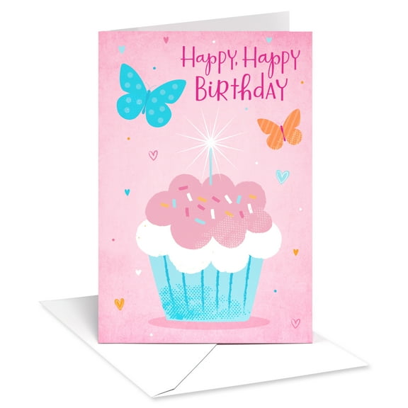 American Greetings Birthday Card for Girl (Sparkling Cupcake)