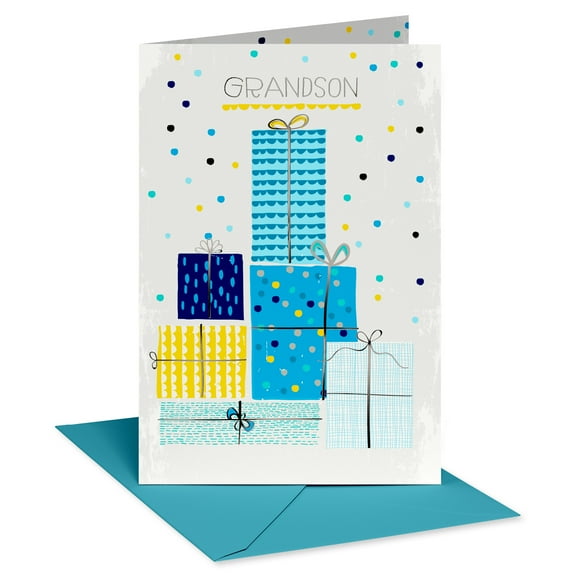 American Greetings Birthday Card for Grandson (Stacked Gifts)