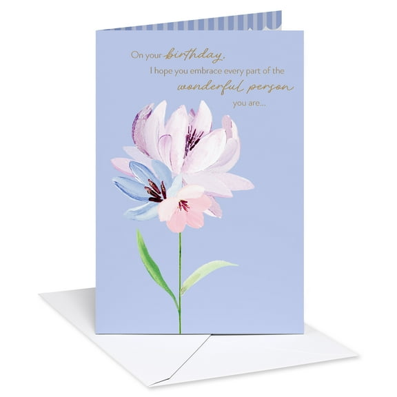 American Greetings Birthday Card for Her (Watercolor Flower on Purple)