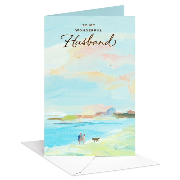 American Greetings Romantic Birthday Card for Husband (Watercolor Beach Scene)