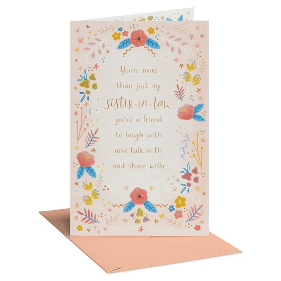 American Greetings Birthday Card for Sister-in-Law (Floral Wreath Border)