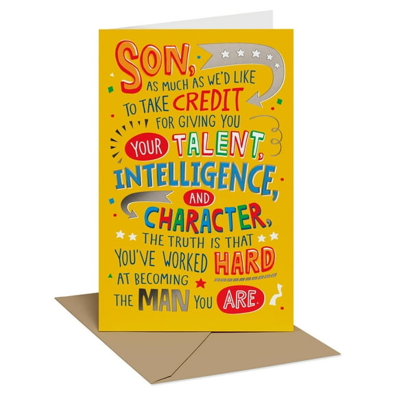 American Greetings Funny Birthday Card for Son from Both of Us (Talent and Character)