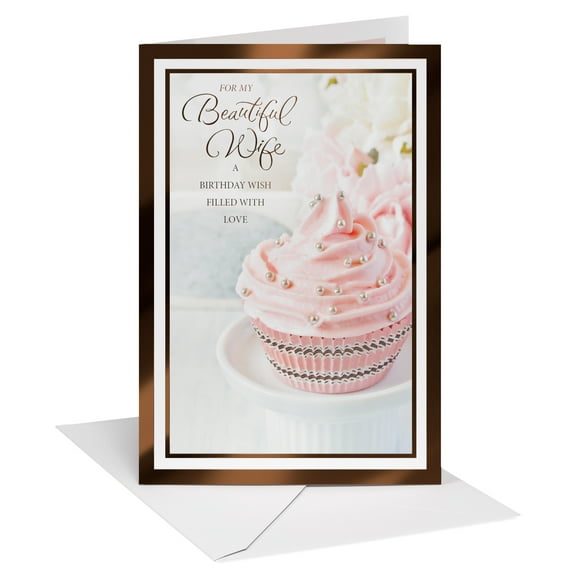 American Greetings Birthday Card for Wife (Beautiful Pink Cupcake)