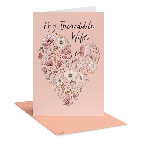 American Greetings Birthday Card for Wife (Blush Floral Heart)