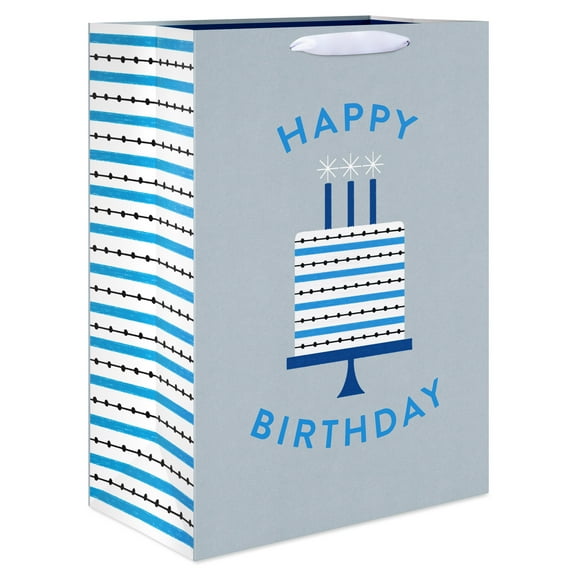 American Greetings Birthday Jumbo Gift Bag for Him, Happy Birthday Cake Grey (14.75" x 20" x 8.25") 1-Count