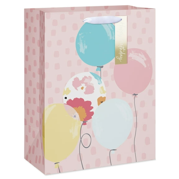 American Greetings Birthday Large Gift Bag for Her, Balloons with Tag (10" x 12.75" x 5") 1-Count
