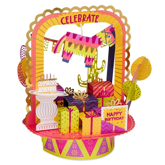 American Greetings Magic Moments Displayable Birthday Pop Up Card for Anyone (Piata Platform Celebration)