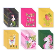 American Greetings Blank Cards with Envelopes for All Occasions, Unicorn, Floral, and Mermaids 48-Count