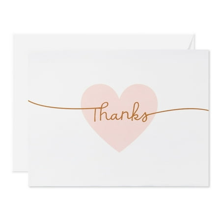 American Greetings Blank Thank You Stationery with Envelopes, Heart Script (20-count)