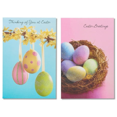 American Greetings Blue and Pink Easter Egg Cards, 6-Count