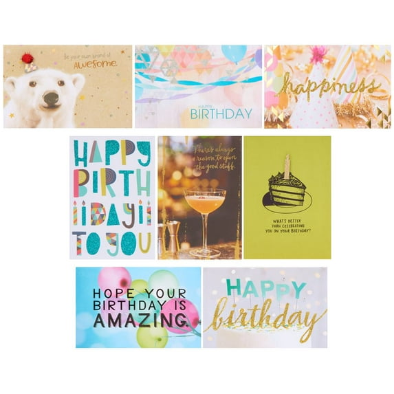 American Greetings Bold Birthday Greeting Card Collection, 8-Count