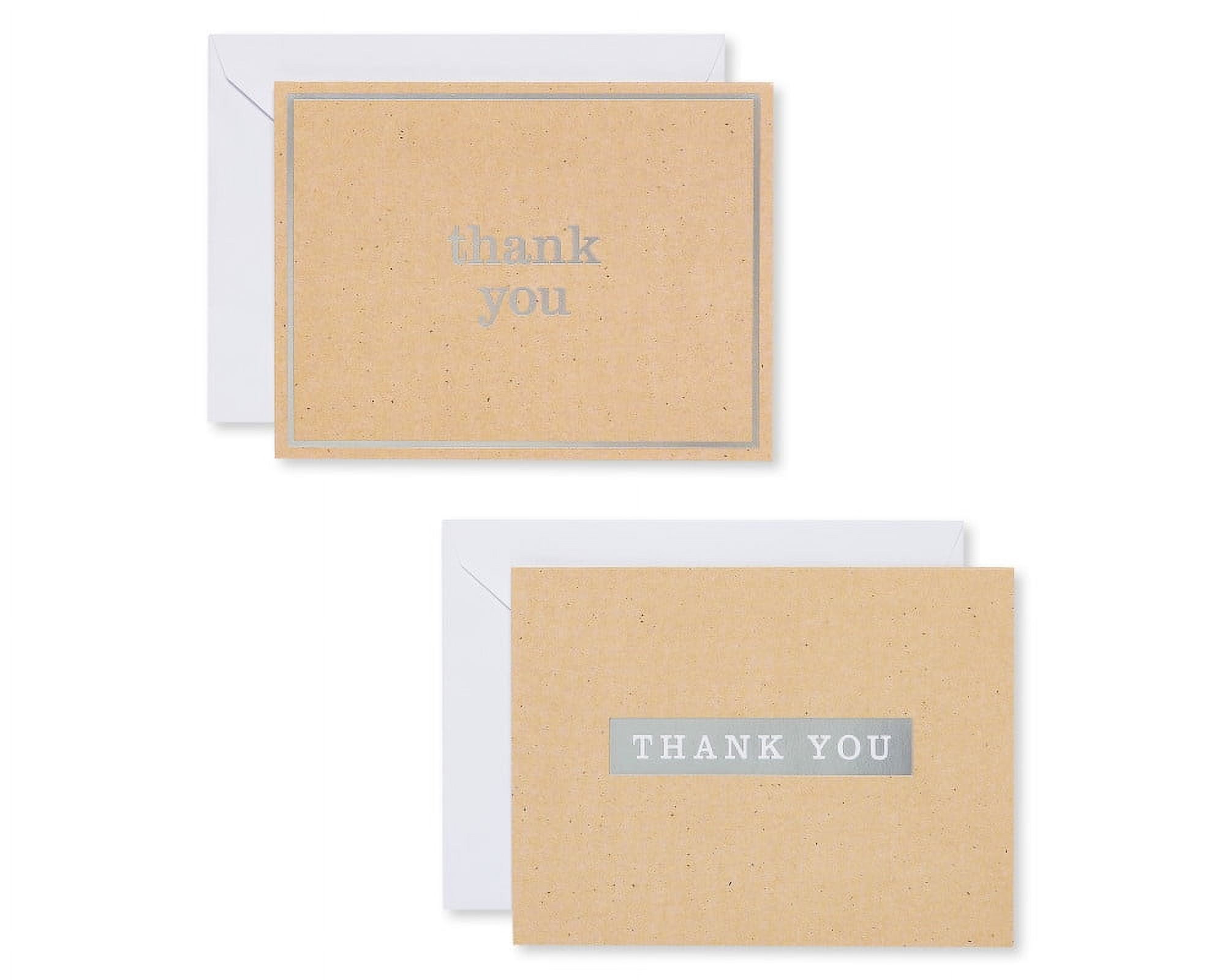 American Greetings Bulk Thank You Cards with Envleopes, Kraft Style (50