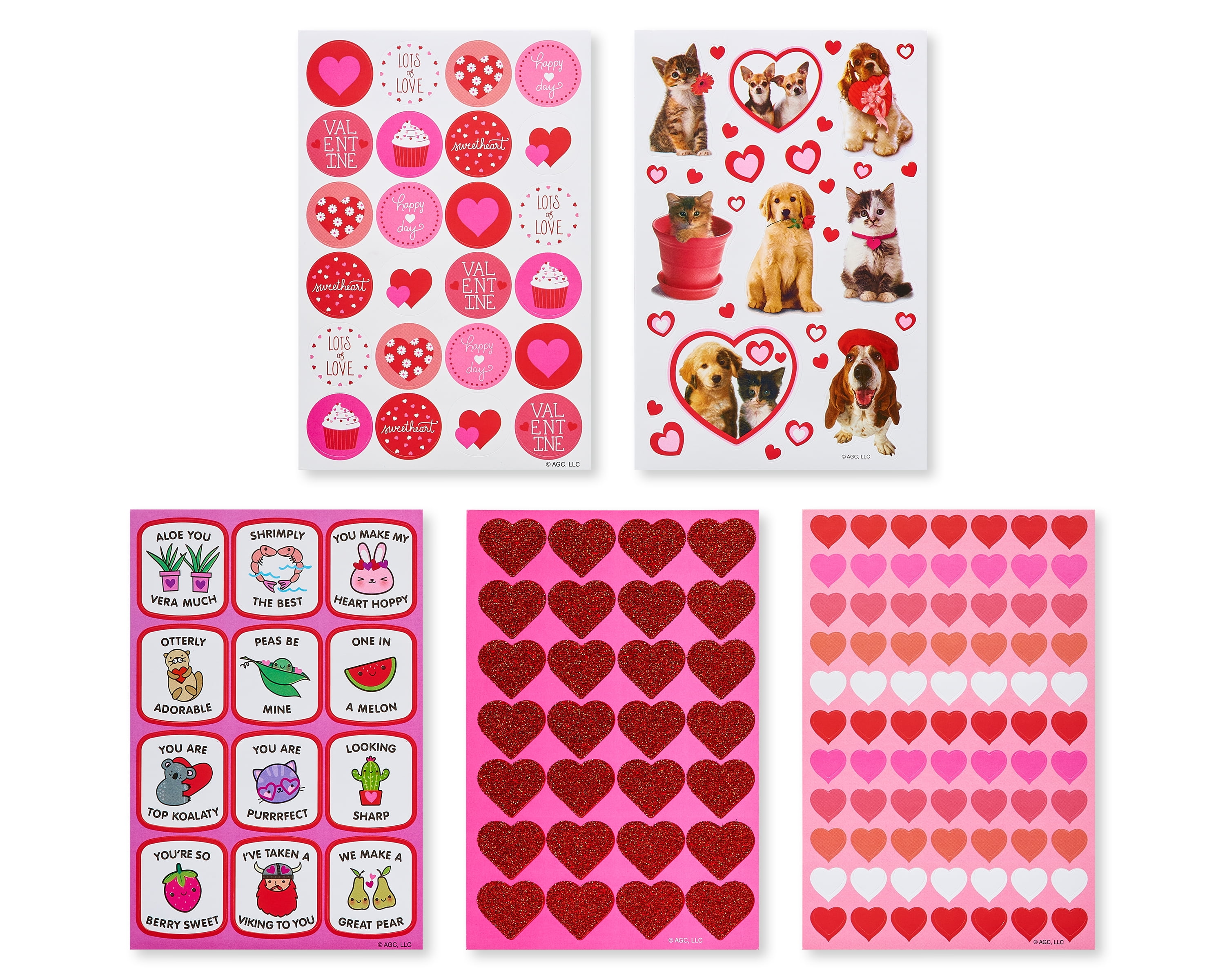 American Greetings Bulk Valentine's Day Stickers, Hearts and Animals (688-Count)