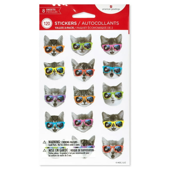 American Greetings Cats and Dogs in Sunglasses Stickers (120-Count)