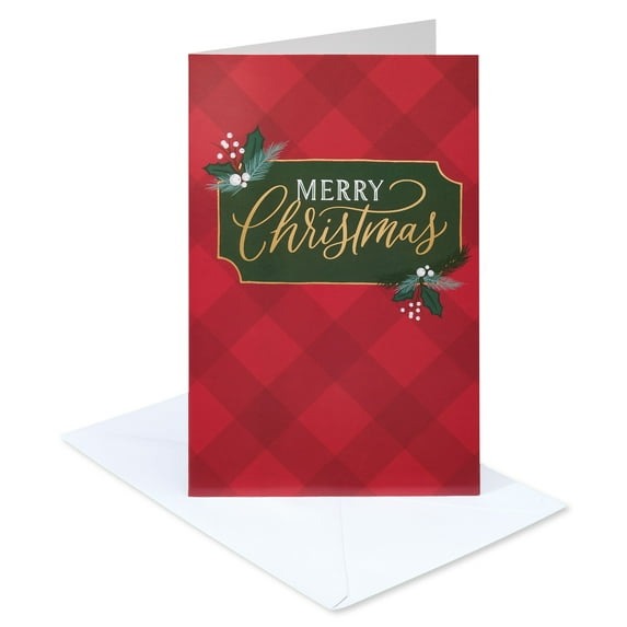 American Greetings Christmas Card Bundles with Envelopes, Festive Plaid (8-Count)