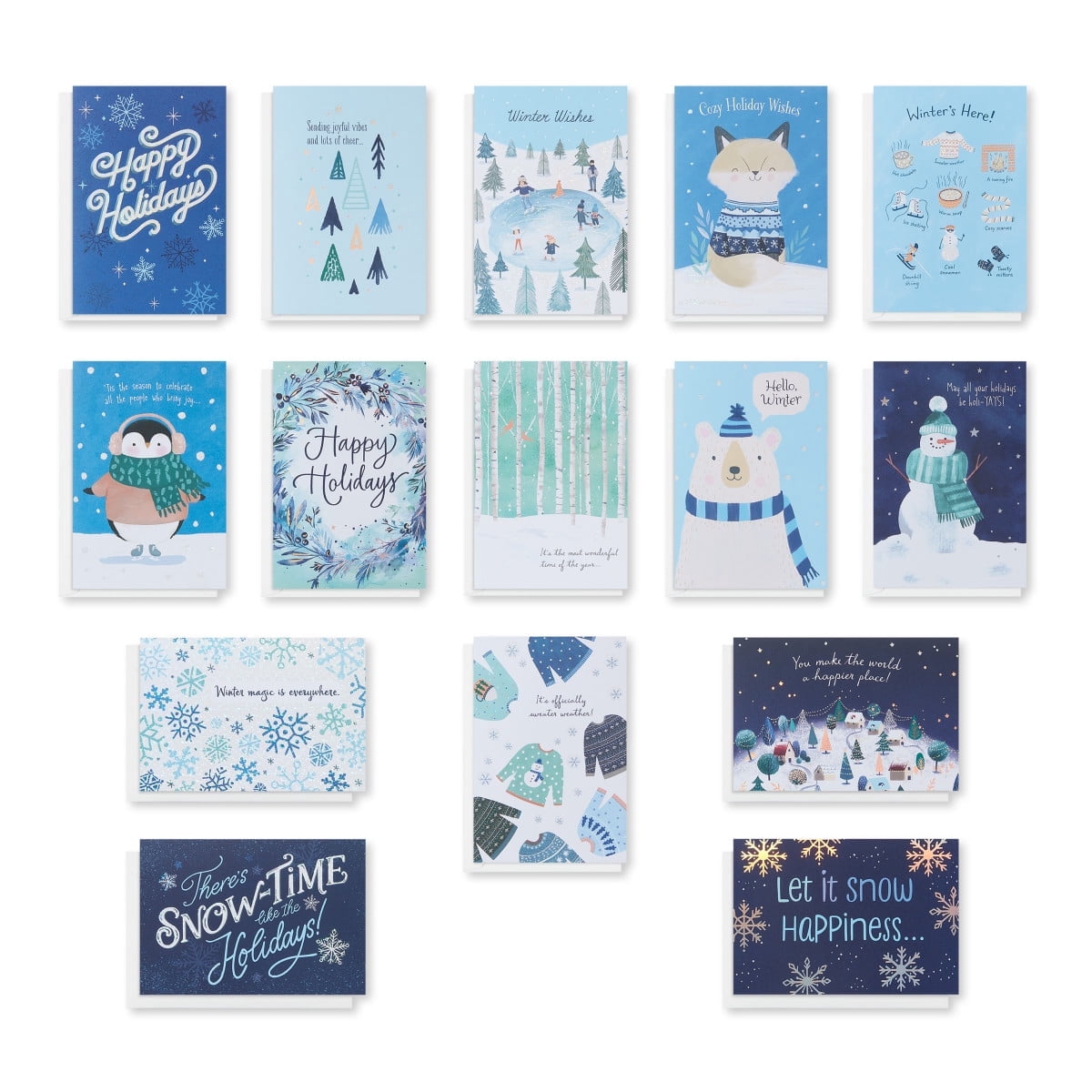 American Greetings Winter Xmas Bulk Set: Happy Holidays Christmas Cards