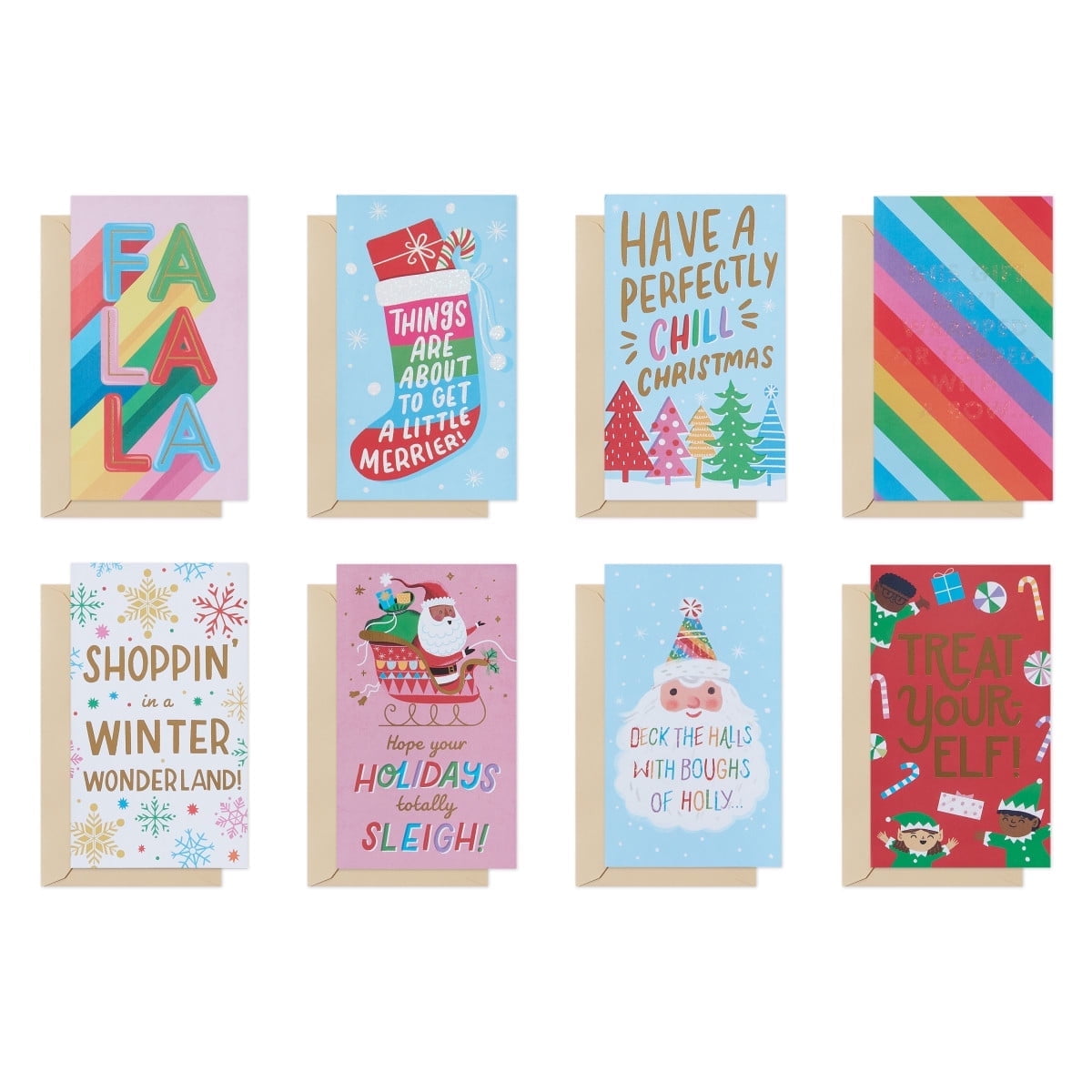 American Greetings Christmas Cards with Envelopes, Money Gift Card Holder, Rainbow Christmas Designs (16-Count)