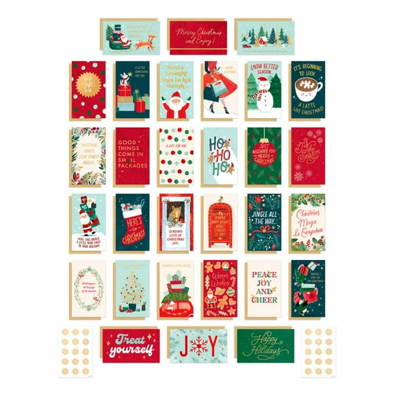 American Greetings Christmas Cards with Envelopes, Money Gift Card Holder, Red, White and Green Christmas Bundle (30-Count)