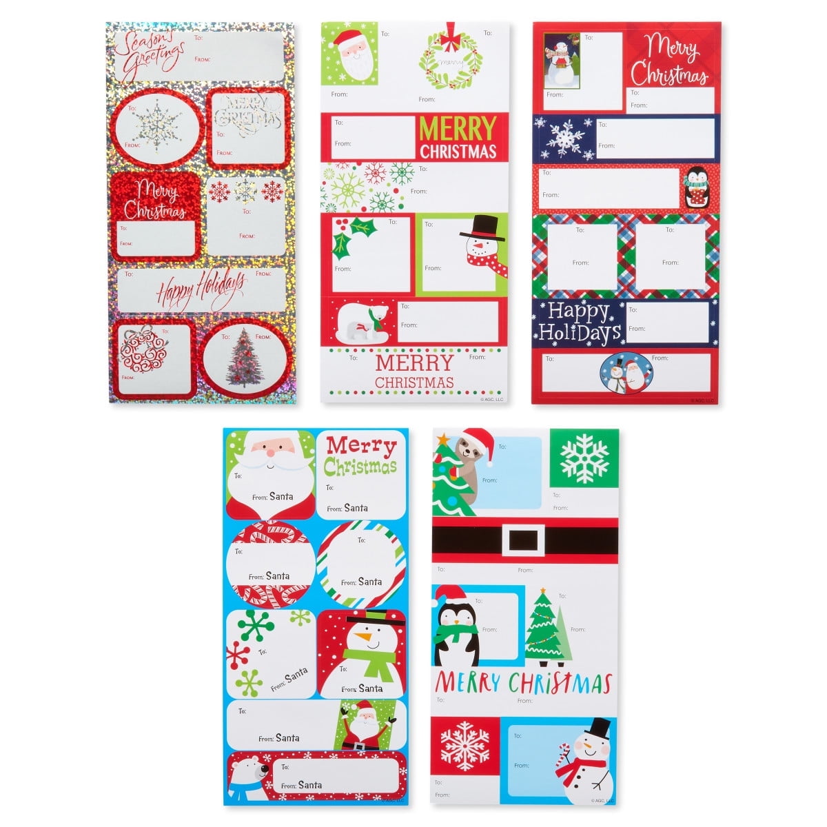 American Greetings Christmas Gift Tags Self-Adhesive, Holiday Designs Peel & Stick (14 Sheets, 5 designs, 112-Count)