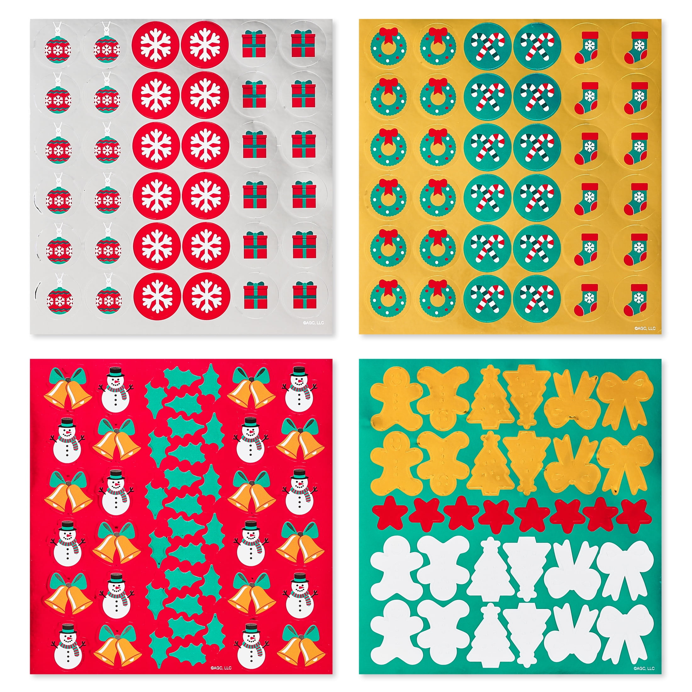 American Greetings Christmas Large Multi-Sheet Sticker Pad, Snowflakes, Ornaments, Presents (8-Sheets, 280-Stickers)