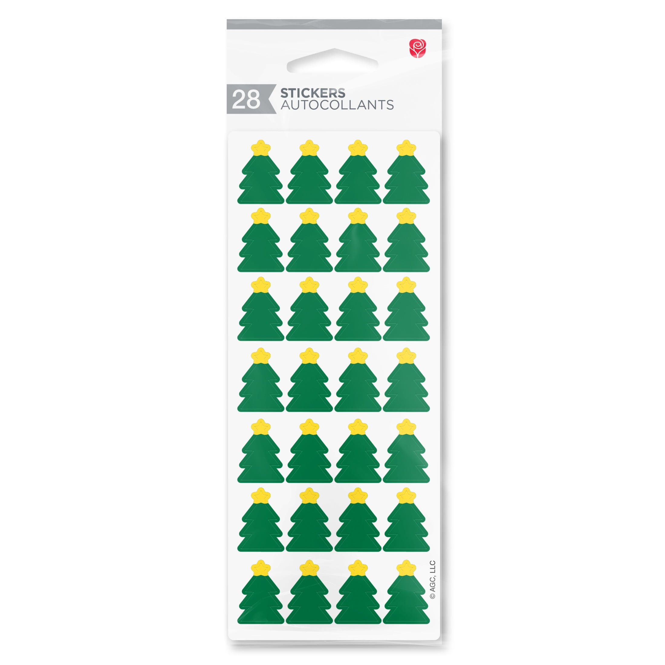 American Greetings Christmas Slim Sticker Strips, Green Christmas Trees (1-Sheet, 28-Stickers)