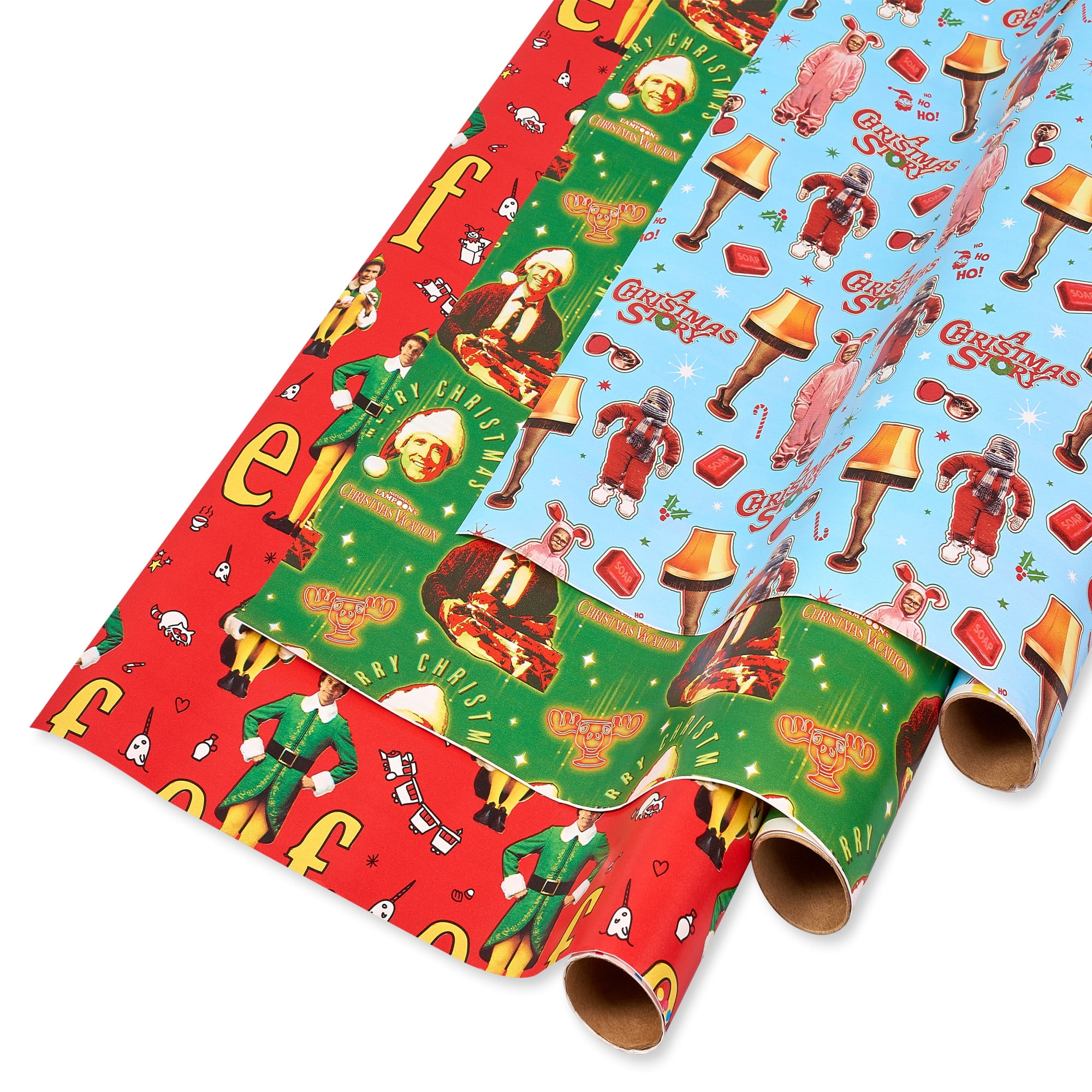 American Greetings Vintage Christmas Wrapping Paper Bundle, Reversible Designs (4 Rolls, 7 Bows, 30 Gift Tags), Size: Medium
