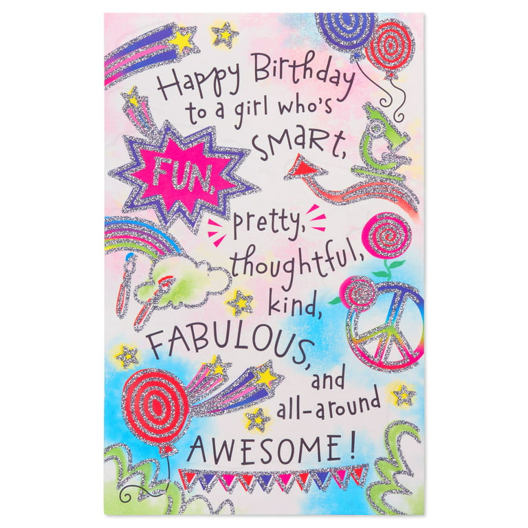 Cyberplads Brun Stien American Greetings Compliments Birthday Card for Girl with Glitter -  Walmart.com
