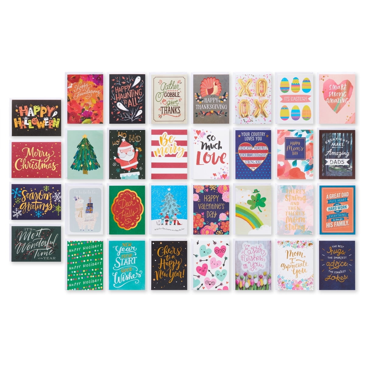 American Greetings Deluxe Holiday Card Assortment, Christmas, Valentine's Day, Mother's Day, Halloween (33-Count)