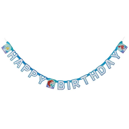 American Greetings Disney Ariel Party Supplies, Paper Birthday Party Banner, 1-Count