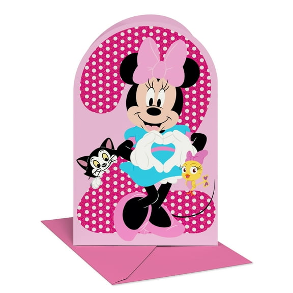 American Greetings Disney Minnie Mouse 2nd Birthday Card for Baby Girl (Wonderfully Two)